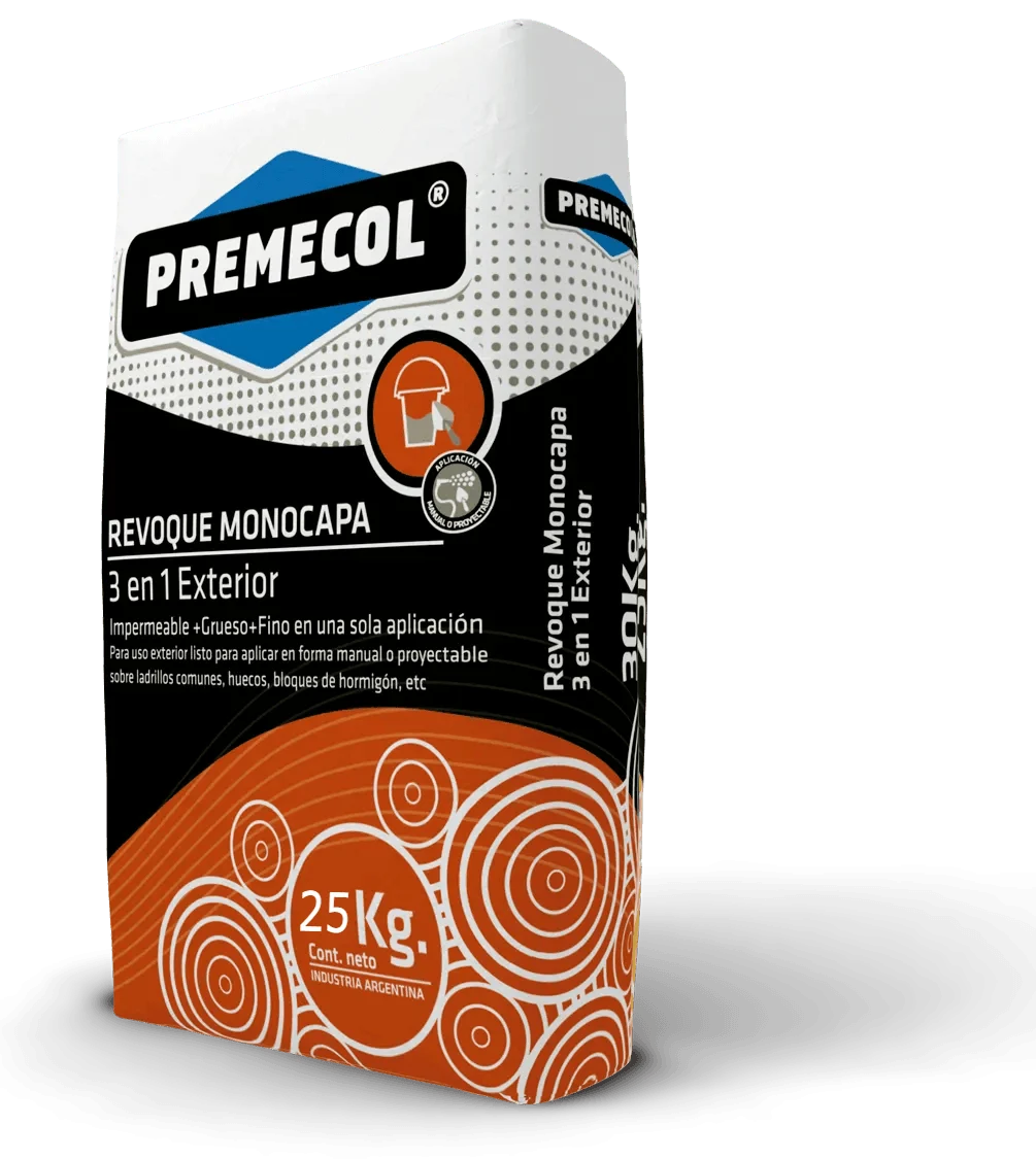 Revoque monocapa 3en1 25 kgs Premecol