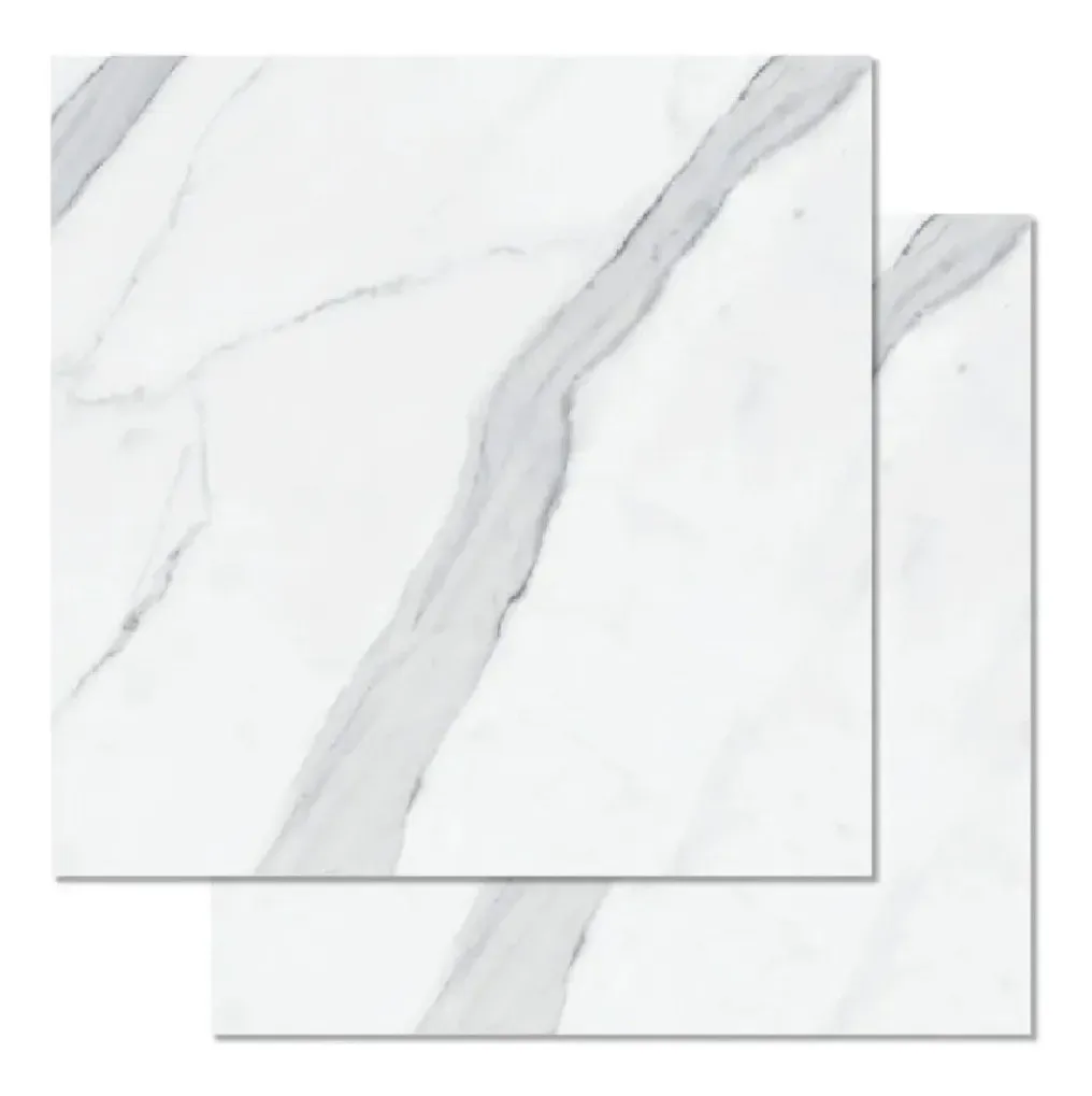 Porcelanato blanco Volakas 84x84 HD pulido